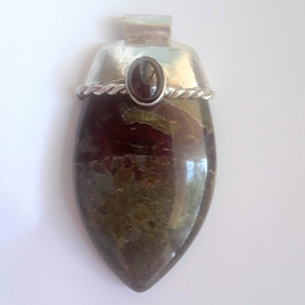 Sterling Silver Jasper & Garnet Pendant